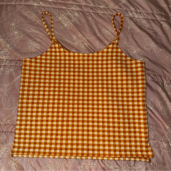 Madewell yellow gingham jacquard tank top M - Picture 3 of 5